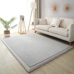 Thick Solid Color Rectangular Carpet for Living Room Children Bedroom Play Rug Bay Window Soft Mat Baby Anti-fall Crawling Pads