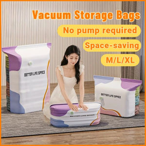 【✨Space Saver✨】 Vacuum Compression Bags No Pump  3D Thick Material  Airtight Leak Proof Reusable  Travel Luggage Home Closet
