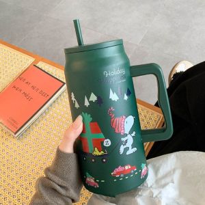 TIWG SHIPBUIDING70NG0 1500ml Cốc hút chân không SNOOPY Hoạt hình Chai giữ nhiệt Sáng Tạo Sức chứa lớn Cốc cách nhiệt Quà sinh nhật