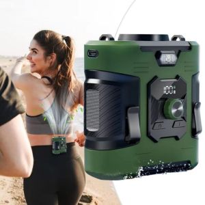 VEROM ระบบทำความเย็น แฟนที่ติดเอว 8000mAh ความเร็วสูง แฟนพัดลมคอแขวน แบบพกพา ปรับความเร็วได้ 100 ระดับ แฟนไฟฟ้าขนาดเล็ก กิจกรรมกลางแจ้ง