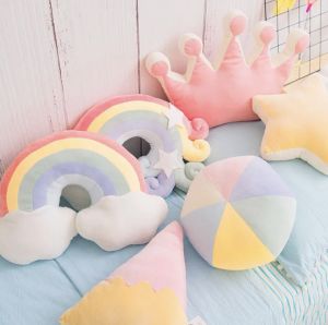 Hot sale Candy Rainbow Lucky Cloud Star Moon Plush Pillow Colorful Crown Memeor Pillow Cushion Sofa Home Decoration Throw Pillow2026