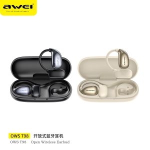 หูฟังไร้สาย Awei T98 OWS หูแขวนพร้อมไมโครโฟนวัสดุซิลิโคนบลูทู ธ 6.0 IPX6 กันน้ำหูฟังกีฬาออกแบบมาสำหรับวิ่งกลางแจ้งขี่จักรยานและโรงยิม