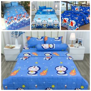 Bộ ga gối Polycotton trải giường Bộ Drap giường Cottonpolly 1m6/1m8chăn ga gối sĩ HCM-DOREMON ĐÀN