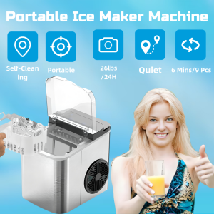 Automatic Ice Maker Machine Portable Countertop Ice Cube Maker with Fast Ice Production for Home Kitchen Office Bar & Parties
