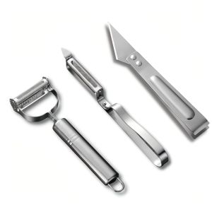 3Pcs Stainless Steel Vegetable Peeler Set Julienne Grater For Efficient Fruit And Carrot Peeling