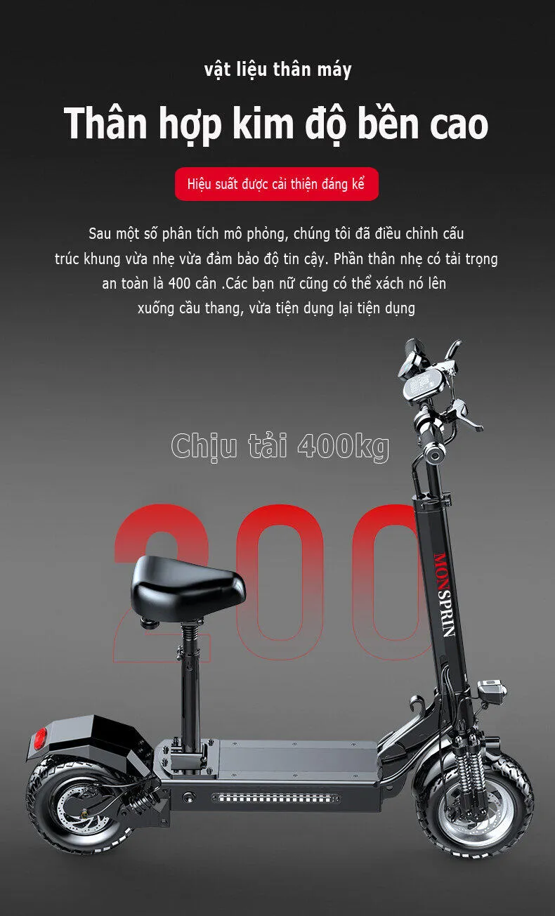 MONSPRIN Q7/Q8/Q9 สกู็ดเตอร์ไฟฟ้า ระยะ30-150KM ความเร็ว 55km/h รับได้200kg 500W สกูตเตอร์ scooter ไฟฟ้า รถไฟฟ้า SEALUP