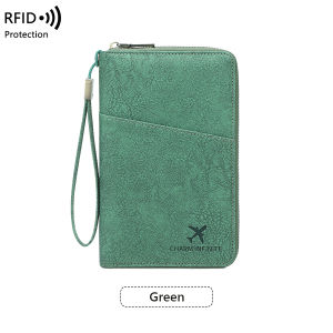 I know RFID-Protected Long Zipper Passport Holder - Multi-functional Travel Document Organizer for Tickets and Cards