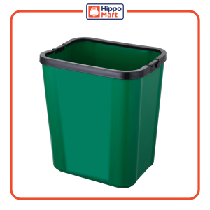 HippoMart Non Lid Bin with Bag Holder | 15L | Green | Grey | Dustbin | Trash Bin | Waste Bin