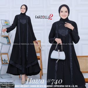 Grosiran New Gamis Abaya Jersey Mix Ceruti Aplikasi Mote dan Bordir Full Hitam Busui Hawa 740
