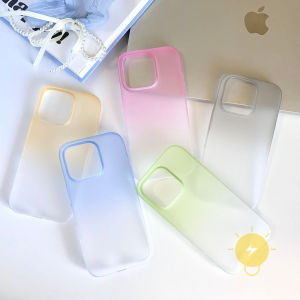 Phone Case For iPhone 17 Pro Max Plus 16 15 14 13 12 Matte PC Hard Translucent Gradient Color Cover Classic Couple Korean Aesthetic
