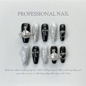 [HANDMADE]Artificial Nail Phototpy Nails Niche trendy cool metal wind manicure fairy cool wear armor