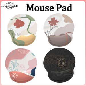 JACIRCLE Ergonomic Mouse Pad With Wrist Rest Memory Foam Anti Slip Rubber Base Round Desk Mat