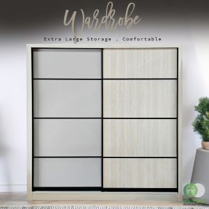 🔥 PEMASANGAN PERCUMA-Almari Baju 8x8 Kaki/Perabot Bilik Tidur-Almari Baju besar moden murah terkini cantik barustylish/Pintu Sliding Anti-Lompat/FREE INSTALL SamPoint Furniture-Wardrobe 8ft x 8ft~Wardrobe Anti-Jump Sliding Door-Bedroom(Ready Stock)
