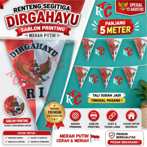 BENDERA RENTENG SABLON GARUDA DIRGAHAYU INDONESIA PANJANG 5METER