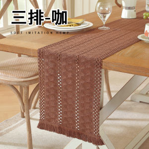 4/6/8/10 seaters Beige green red Boho Table Runner with tassel Hand Woven Cotton Linen Table Runner Rustic Farmhouse Table Runners for Kitchen Dining Table Coffee Table TV Cabinet Table Cover Cloth Decor For New Year Party