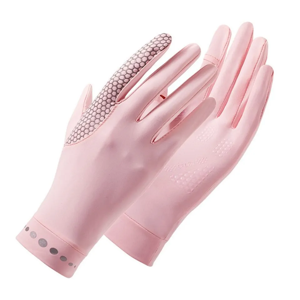 Fashion Sunscreen Thin Ice Silk Gloves Mittens Anti-UV Gloves Sun