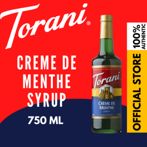 Torani Creme de Menthe Syrup 750mL - Refreshing Mint Flavor Perfect for Cocktails and Desserts
