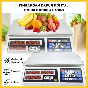 Timbangan Dapur QME Digital 40kg / Kitchen Computing Scale Double Display / Alat Timbang Berat Elektrik Sayur Daging Telur Ikan Dengan Mode Zero & Tare / Cocok Untuk Usaha Laundry Warung Sembako Swalayan Serbaguna - GP Mall