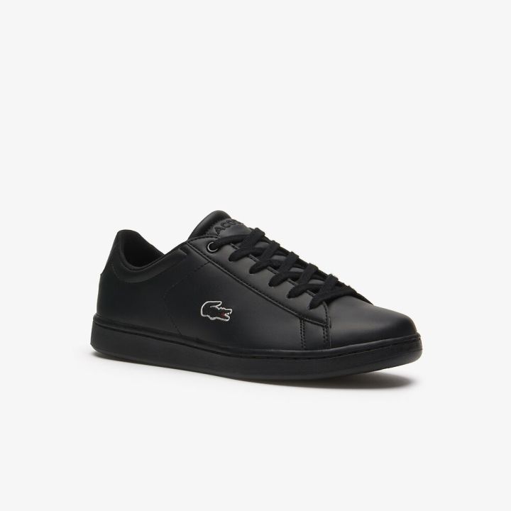 Lacoste black store slip on shoes