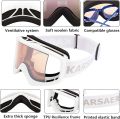 Karsaer Ski Goggles Anti-Fog Snow Goggles OTG 100% UV Protection Snowboard Goggles Bendable Dual-Lenses for Men Women Youth. 