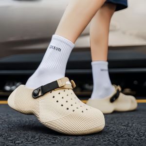 Men Clogs Sandals EVA Soft Slip‑on Slippers Adjustable Strap Non‑Slip Breathable Beach Outdoor Casual Hole Shoes for Men