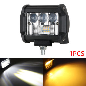 1 Buah 24V LED Lampu Kerja Mobil Lampu Sorot Bar Lampu Berkendara Malam Truk SUV Off-Road Traktor Lampu Sorot Lampu Strip Led (Dua warna putih + kuning)