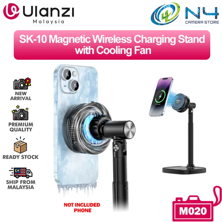 Ulanzi SK-10 3 in 1 Magnetic Cell Phone Stand with Cooling Fan and Wireless Charger for Smartphone M020