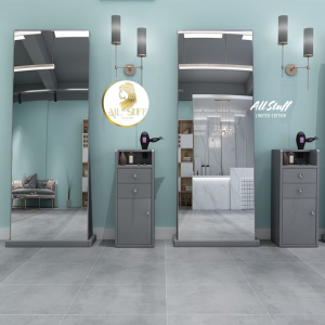 กระจกตั้งพื้น-ทรงสี่เหลี่ยม มีฐานลอง กระจก2ด้าน กระจกร้านเสริมสวย มีไฟLED เปิด-ปิดระบบสัมผัส กระจกมีไฟ กระจกLED กระจกไฟสีขาว  200*80 CM