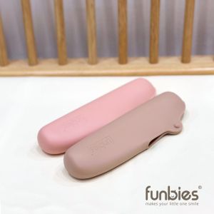 Funbies Pacifier Holder (Mauve & Caramel) Set