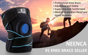 NEENCA Knee Brace with Side Stabilizers & Patella Gel Pads Adjustable Compression Knee Support Braces for Knee Pain Meniscus TearACLMCLArthritis Joint Pain ReliefInjury Recovery-4 Sizes.