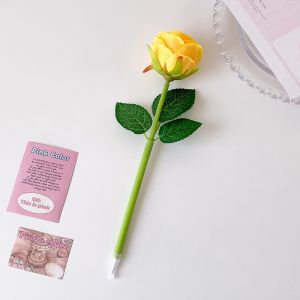 OWNNEW 3-inch Rose Flower Pen Animal Patterns 2-Grids Rose Ballpoint Pen Cute with Keychain Simulated Rose Pen Gift