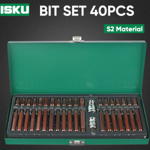 ISKU Kunci L Set Bit Socket 40 Pcs S2 Steel Hex Torx Spline Box Besi Mata Sok Bintang