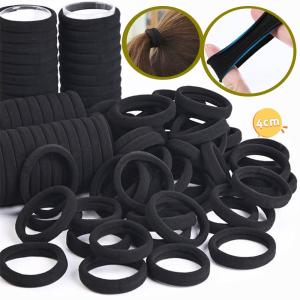 100Pcs Black High Elasticity Seamless Soft Hair Ties/Women Ponytail Holder Hair Ropes