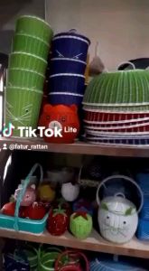 WADAH BUMBU 2 SUSUN KERANJANG MAKANAN KERANJANG SERBAGUNA ROTAN SINTESIS