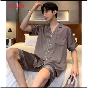 ชุดนอนผ้าซาติน แขนสั้น ขาสั้น ใส่สบายมาก ใส่ได้ทั้งชายและหญิง S5