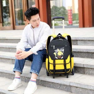 New Hamster Pattern Childrens Trolley School Bag Primary Secondary School Students Backpack Waterproof Wear-resistant