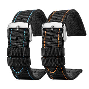 For Seiko Casio Men Premium Nylon Watch Band Black orange/red/blue line Army green 20mm22mm 24 Genuine leather Breathable strap2026
