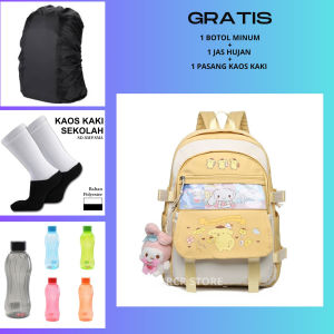 Tas Sekolah Anak SD SMP SMA Tas Ransel Sekolah Anak Perempuan Gratis Jas Hujan-Botol Minum-Kaos Kaki
