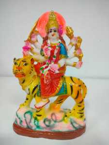 Sherawali Mata Idol with Tiger | Maa Durga Murti for Pooja Navratri Golu |Home Décor & Gifting – 9.5 x 6.5 Inch | 1 Pc