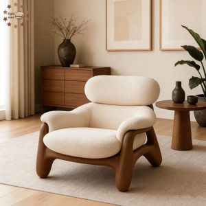 New Chinese style elm single sofa chair living room balcony solid wood fabric high-end comfortable lazy leisure lounge chair