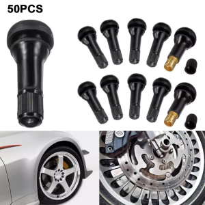 100pcs Rubber Valve Stems Tubeless TR413 Snap-in Rubber Tubeless Tire Valve Stems for Car Motorcycle (Made From Brass and EPDM) TR413 Tire Valves with Caps for Car Parts Supply