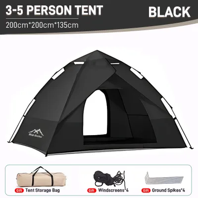Automatic Camping Tent Double Layer Waterproof Pop Up Tent 2-6 Person Quick Open Family Tent with Ventilation for Outdoor Camping Beach Hiking