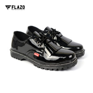 Flazo Sepatu Loafers Pria Formal Kerja Kulia Kondangan Vero Hitam Glosyi