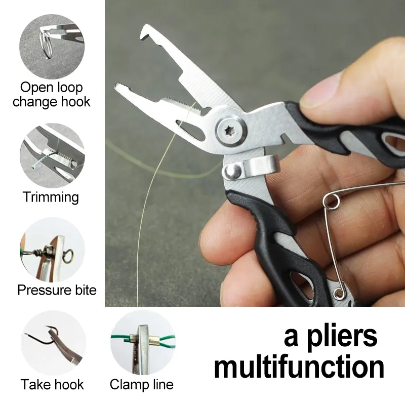 Multifunction Fishing Plier Scissor Stainless Steel Curved Mouth Braid Line  Lure Cutter Hook Remover Fish Tackle Tongs Luya Pliers 釣魚钳