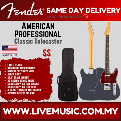 Fender American Professional Classic Telecaster Electric Guitar RW FB Faded Black