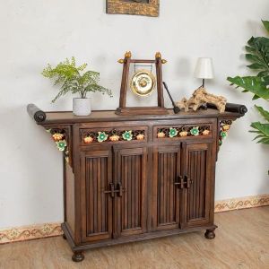 ตู้เก็บของ2ลิ้นชักไม้แกะลายฟักทอง โต๊ะวางTV ตู้เก็บของ ตู้เก็บเอกสาร เฟอร์นิเจอร์ไม้ ตู้เก็บของอเนกประสงค์ ขนาด133*40*85cm จัดส่งฟรี