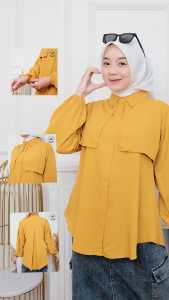 Afsheen Fashion - Atasan Kemeja Blouse Wanita Bahan Rayon Twill Premium Motif Polos Trending Kekinian Terbaru