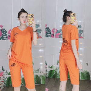 [Bigsize 45kg-85kg] Đồ bộ nữ mặc nhà đồ bộ ngủ bigsize 45-85kg đẹp thể thao trung niên đi chơi mùa hè Set đồ bộ nữ ngố quần lửng thun cotton co giãn dễ thương big size sang trọng AD07 ESHOP