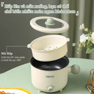 Nồi Lẩu Điện OZHU 18cm 2 Nấc Nhiệt Kèm Giá Hấp Có Tay Cầm Tiện Dụng Nồi Lẩu Hấp Mini Đa Năng 2 Tầng Cao Cấp - G.A GROUP