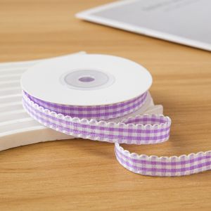 DOOUR 1CM Plaid Ribbon Gift Wrapping Bouquets 10 Yard Roll of Satin Ribbon Creative Easy Cut Gifts Packaging Material Flower Bouquet Wrapping